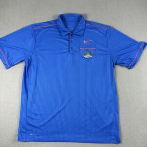 Florida Gators Shirt Mens Blue Orange NCAA‎ Football Polo Dri-FIT Pocket Nike